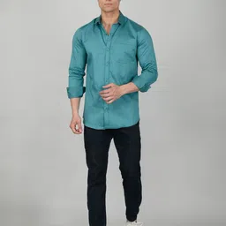 Tanip Men Spread Collar Solid Cotton Casual Shirt-image-17
