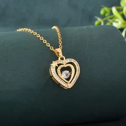 PASU FASHION Women Gold-Plated Heart Shaped Pendants with Chains-image-97