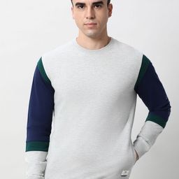 Peter England Casuals Men Colourblocked Round Neck Cotton Pullover Sweatshirt-picture-31