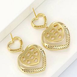 Celestria Artificial Stones Studded Heart Shaped Korean Drop Earrings-14