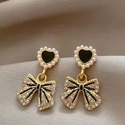 Krelin Gold-Plated Rhinestone Heart Shaped Drop Earrings-49