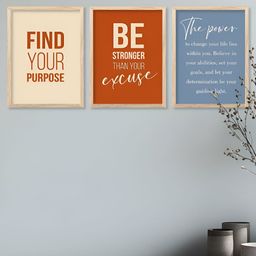 Kotart Brown & Blue 3 Piece Wood Abstract Wall Paintings-picture-8