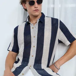 The Souled Store Men Textured Spread Collar Casual Shirt-picture-16