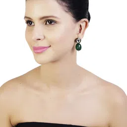 DUGRISTYLE Gold-Plated Kundan Studded Contemporary Drop Earrings-6