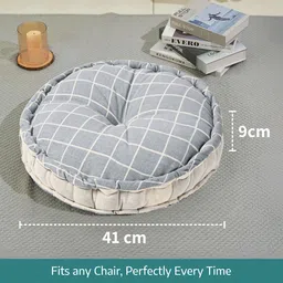 Kuber Industries Set Of 4 Brown & Grey Printed Sitting Chair Cushion Pads image 4
