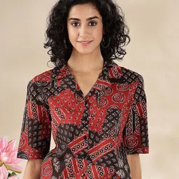 Anouk Ethnic Printed Shirt Style Crop Top-image-20