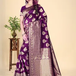 MORDEN MUSE Woven Design Zari Silk Blend Banarasi Saree-picture-37