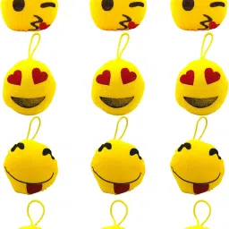 Plush Emoji Keychains, Set of 12, Assorted Expressions, 10 cm Height - 11 cm-32