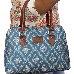 THE CLOWNFISH Ethnic Motifs Printed Structured Jute Handheld Bag image 4