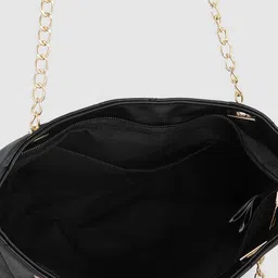 Fastrack Black PU Structured Tote Bag with Quilted image 5
