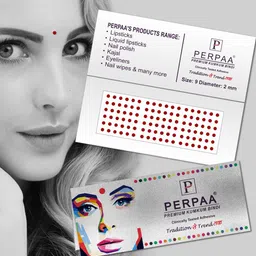 PERPAA Premium Kumkum Set Of 2 Round Stick On Bindi Book Black & Red image 2