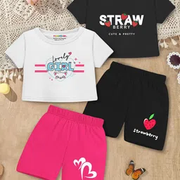 YK X Trampoline Girls Printed Top with Shorts-image-1