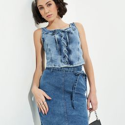 SF JEANS by Pantaloons Cotton Sleeveless Denim Top-image-95