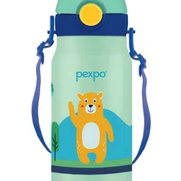 Pexpo Sea Green & Yellow Printed Stainless Steel Double Wall Vacuum Water Bottle 425ml-10