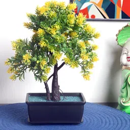FOLIYAJ Yellow 1 Pieces Bonsai Artificial Plant With Pot-picture-10