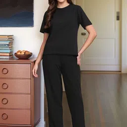 DressBerry Round Neck T-Shirt & Trousers Co-Ord Set-image-84