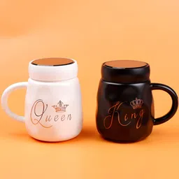 Archies White & Black Printed Ceramic Matte Mugs Set of Cups and Mugs-19