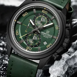 Naviforce Men Dial & Leather Straps Analogue Chronograph Watch NF8075 B GN GN-80