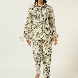 Beatnik Printed Shirt Collar Neck Shirt With Trousers Co-Ords-image-77