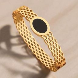 MYKI Stainless Steel Gold-Plated Cuff Bracelet-image-84