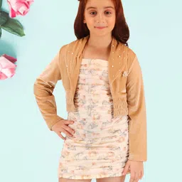 CUTECUMBER Floral Print Applique Velvet Sheath Dress-image-66