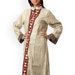 Exotic India Unisex Grey Front-Open Reversible Robe From Ranthambore-3