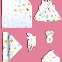 YUV Infants 7Pcs Pure Organic Cotton Muslin Baby Apparel Gift Set-image-21
