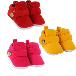 NESKA MODA Set Of 3 Pair Infants 6 To 12 Months Velvet Velcro Booties-23