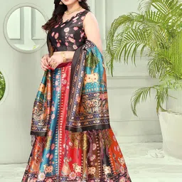 Kaizen TEXO FAB Printed Satin Semi-Stitched Lehenga & Unstitched Blouse With Dupatta-picture-50