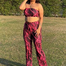 BAESD Printed Strapless Top With Trousers Co-Ords-image-86