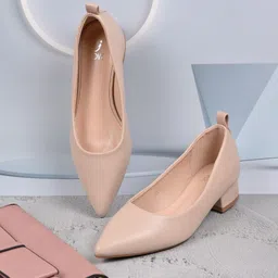 Jove Women Pointed Toe Block Heels Ballerinas-27