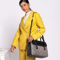 ZOUK Ethnic Motifs Printed Jute Structured Satchel-17