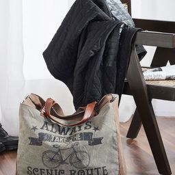 Mona B Grey Printed Upcycled Canvas Weekender Bag-48