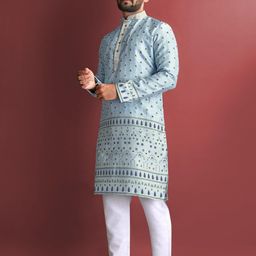 ATOXIC Men Turquoise Blue Kurtas-image-10