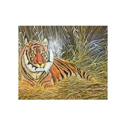 Inephos Orange & White Birds and Animals Printed Canvas Wall Art-image-55