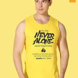 WOOSTRO Pack Of 2 Printed Super Combed Cotton Gym Vests VWS26(ALONE YELLOW)(ALONE MUSTARD)-image-99