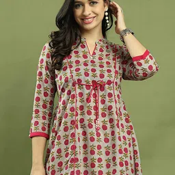 Roly Poly Mandarin Collar Printed Ethnic Tunic-image-57