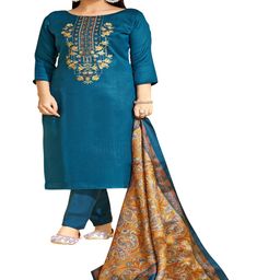 DRAVINAM Trends Floral Embroidered Pashmina Unstitched Dress Material-image-93