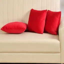 Yellow Weaves Red Set of 3 Velvet Square Cushion Covers-34
