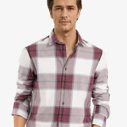 RARE RABBIT Men Comfort Spread Collar Tartan Checked Cotton Casual Shirt-image-51
