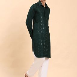 Pro-Ethic STYLE DEVELOPER Men Regular Sequinned Kurta with Salwar image 3