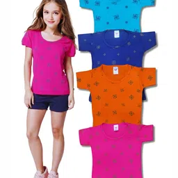 Shajiv Girls Pack Of 4 Printed T-shirt-image-26