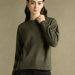 DL Woman Round Neck Regular Fit Acrylic Pullover-image-90
