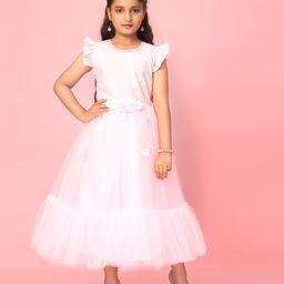 BAESD Flutter Sleeve Net Fit & Flare Midi Dress-36