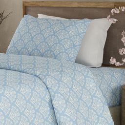 Boutique Living India Blue & White Printed Cotton 300TC King Bedsheet Set 2.74m x 2.74m-image-14