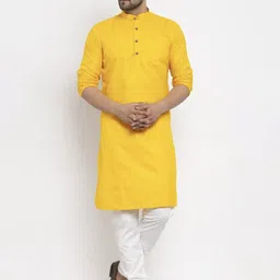 TARA GLOBAL Cotton Thread Work Band Collar Straight Kurta-image-31