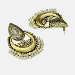 Anouk German Silver Plated Artificial Beaded Crescent Shaped Chandbalis image 5