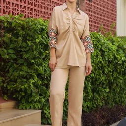 Aura By Sanskrutihomes Embroidered Shirt & Trousers Co-Ord Set-picture-39