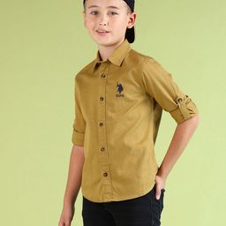 U.S. Polo Assn. Kids Boys Spread Collar Pure Cotton Casual Shirt-image-84