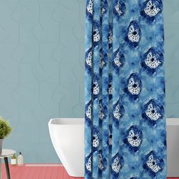 ArtzFolio White & Blue Printed Waterproof Shower Curtain-image-105